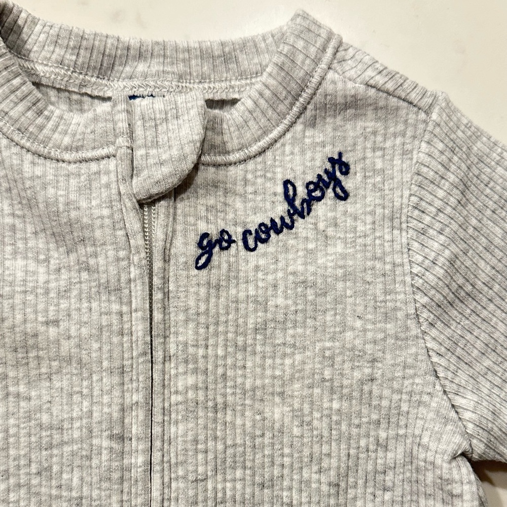 Hand embroidered cowboys footie